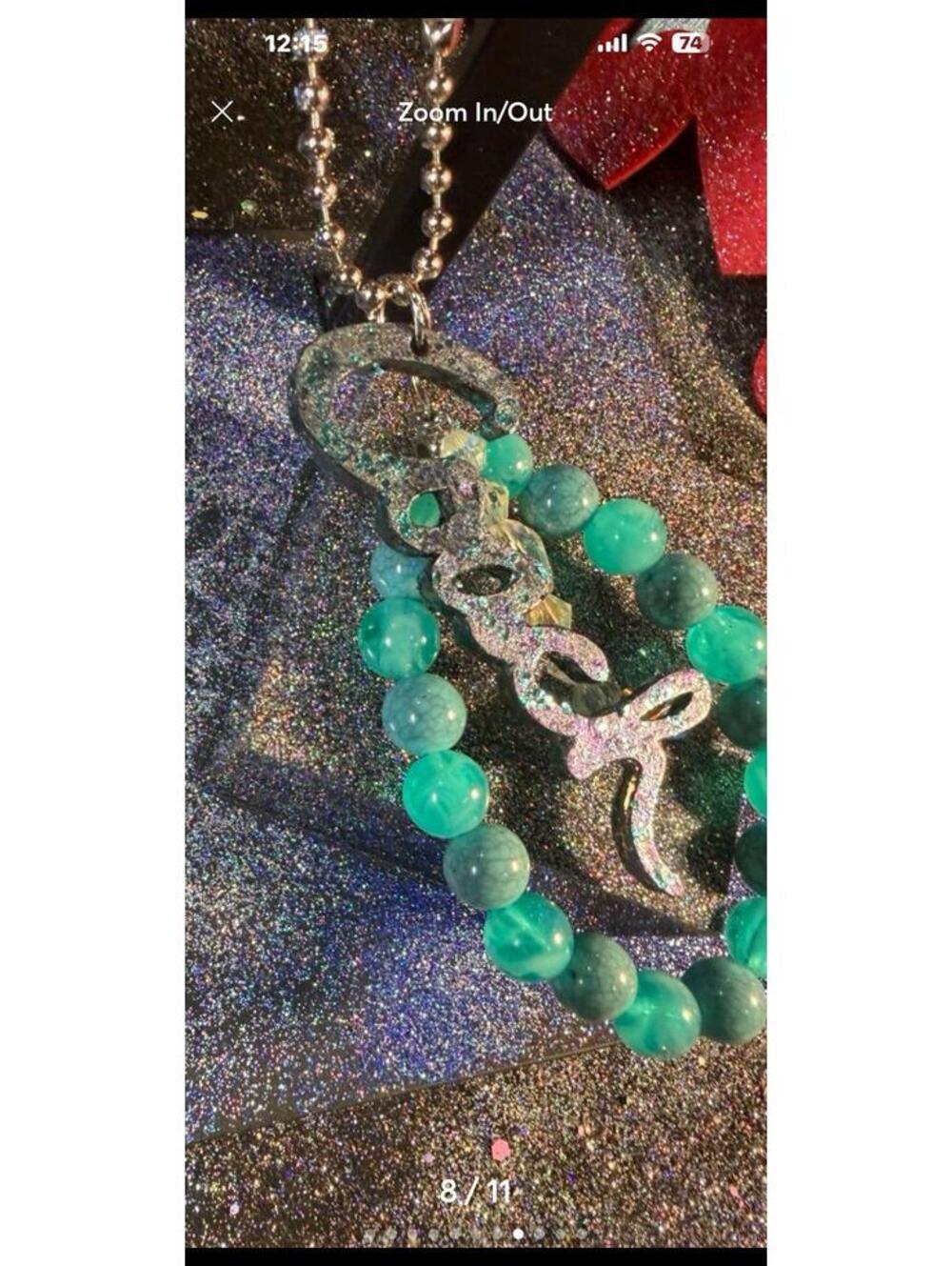 Authentic Coach charm and a beaded purse charm teal and purple iridescent - Picture 10 of 10